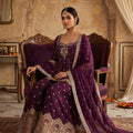 Majestic Wine Pure Silk Palazzo Suit With Mirror Work | Palkhi Fashion