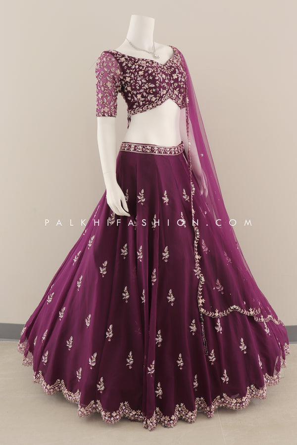 Wine and Shine: A Regal Designer Lehenga Choli