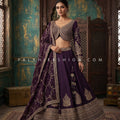 Royal Vineyard Elegance – Wine Lehenga Choli with Embroidered Full Sleeve Blouse | Palkhi Fashion