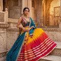 Festive Radiance | Yellow Sunset Ombre Mirrorwork Georgette Chaniya Choli | Palkhi Fashion