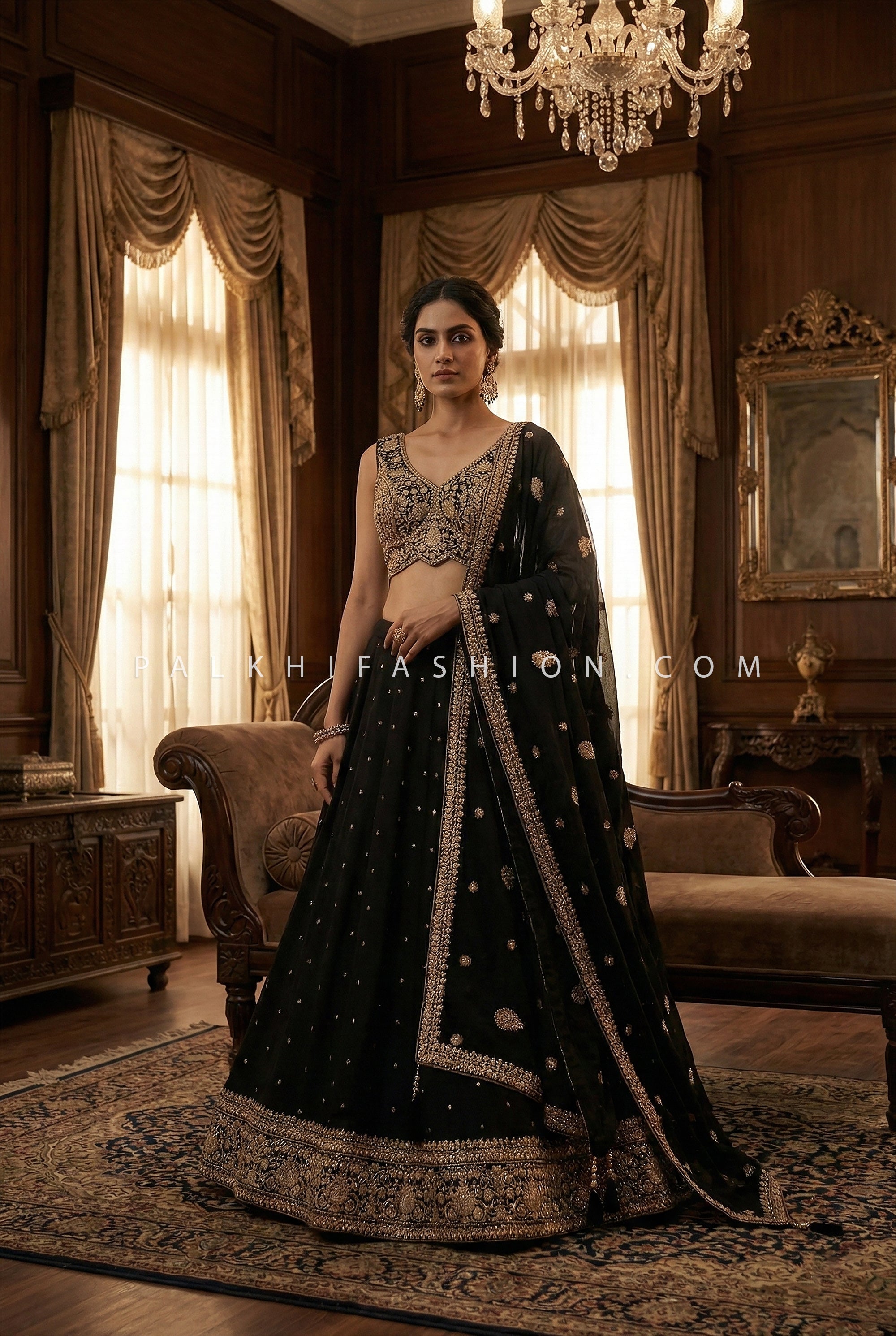 A Timeless Lehenga Choli Set with Elegant Embroidery | Palkhi Fashion Houston