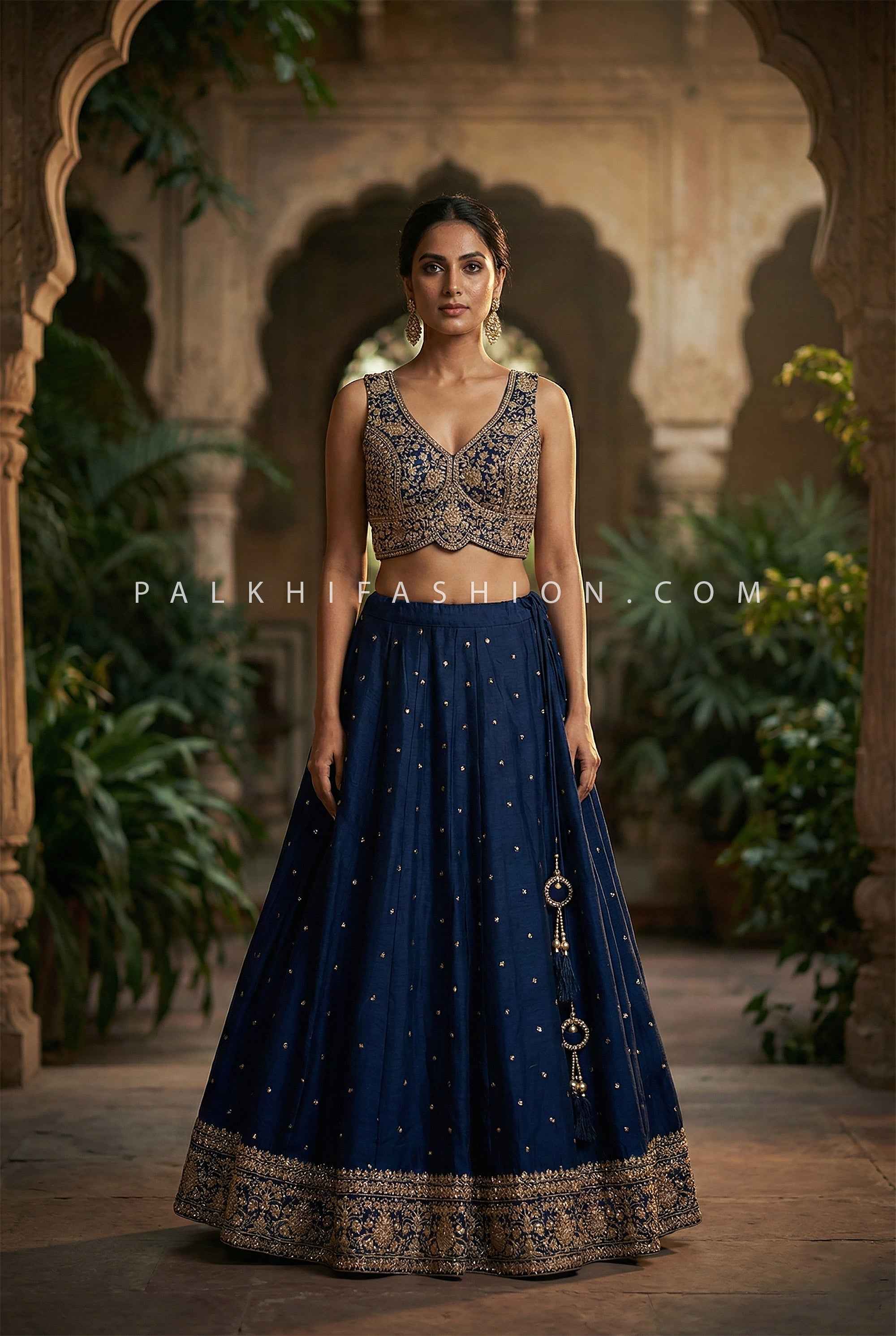 A Timeless Lehenga Choli Set with Elegant Embroidery | Palkhi Fashion Houston
