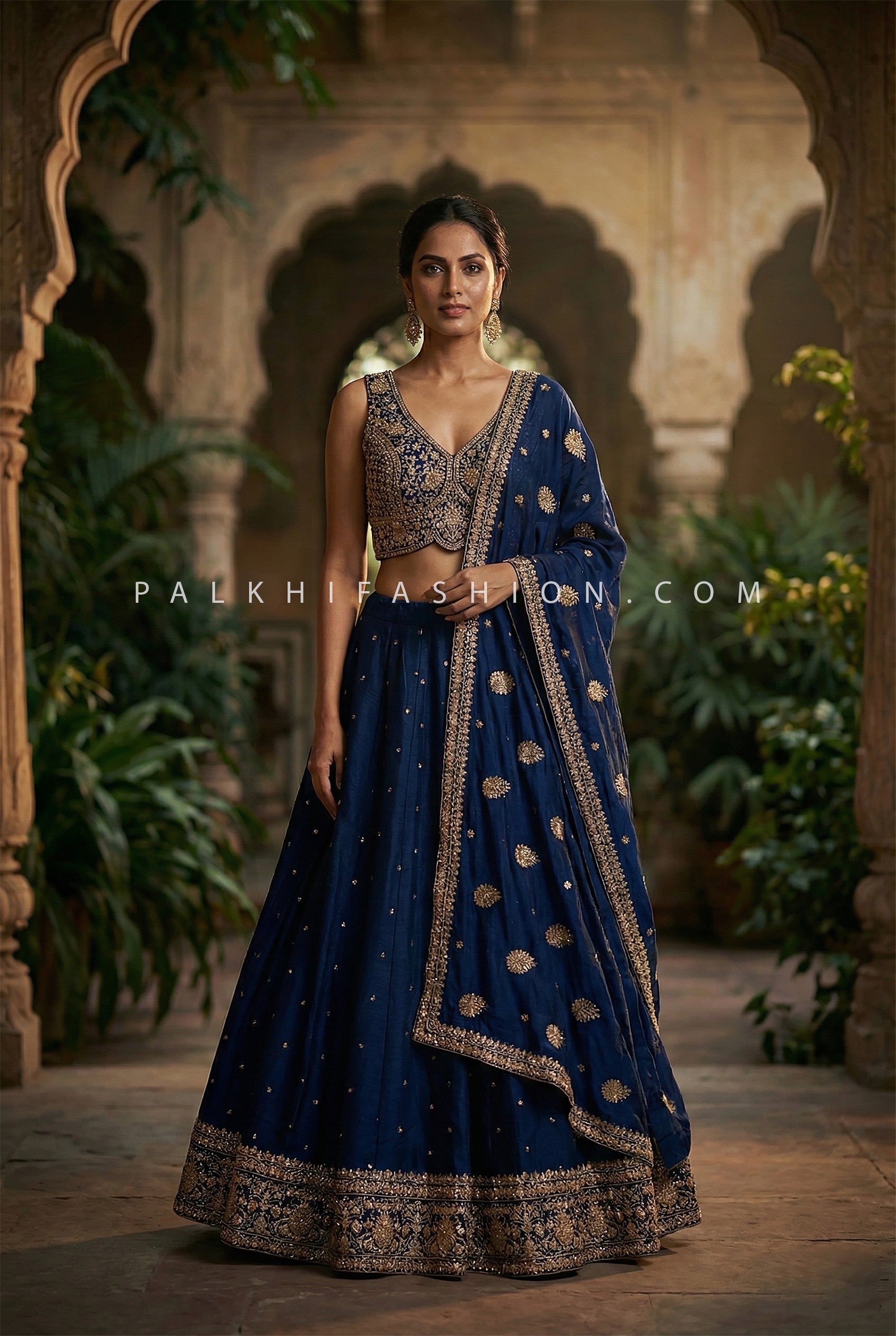 A Timeless Lehenga Choli Set with Elegant Embroidery | Palkhi Fashion Houston