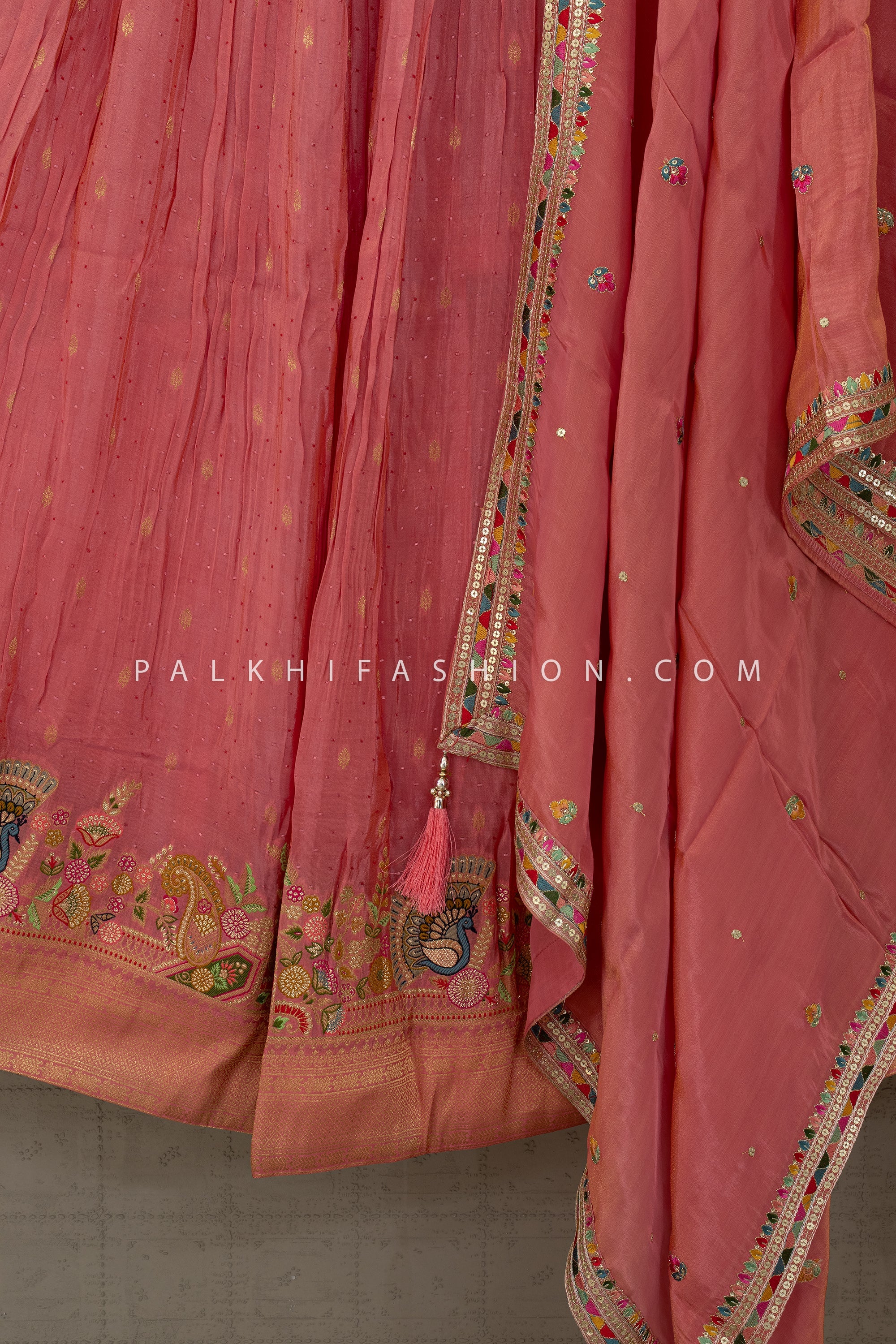 An Heirloom - Inspired Rose Lehenga — Artisanal Pearl, Stone & Thread Embroidery Ensemble | Palkhi Fashion Houston