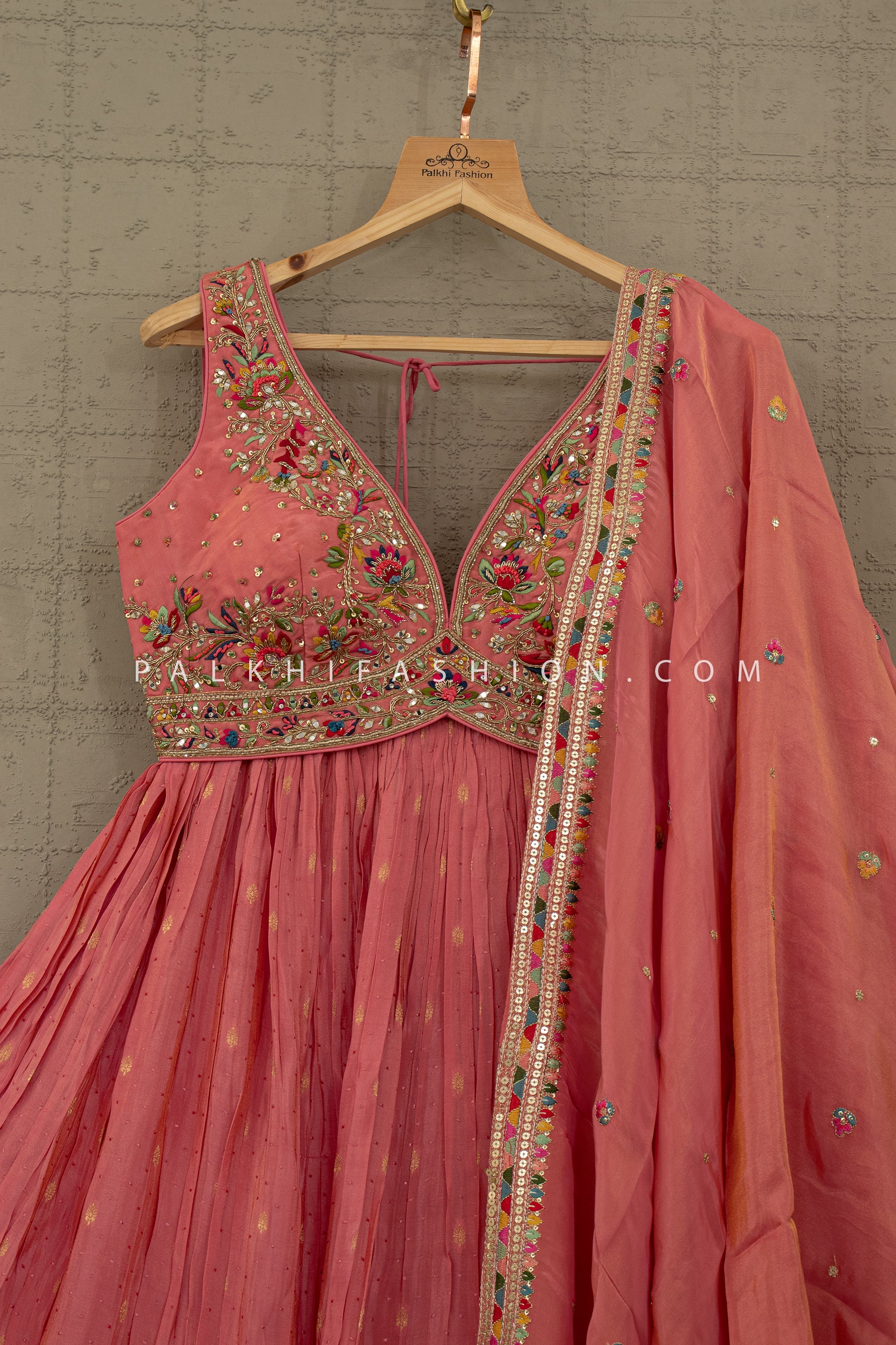 An Heirloom - Inspired Rose Lehenga — Artisanal Pearl, Stone & Thread Embroidery Ensemble | Palkhi Fashion Houston
