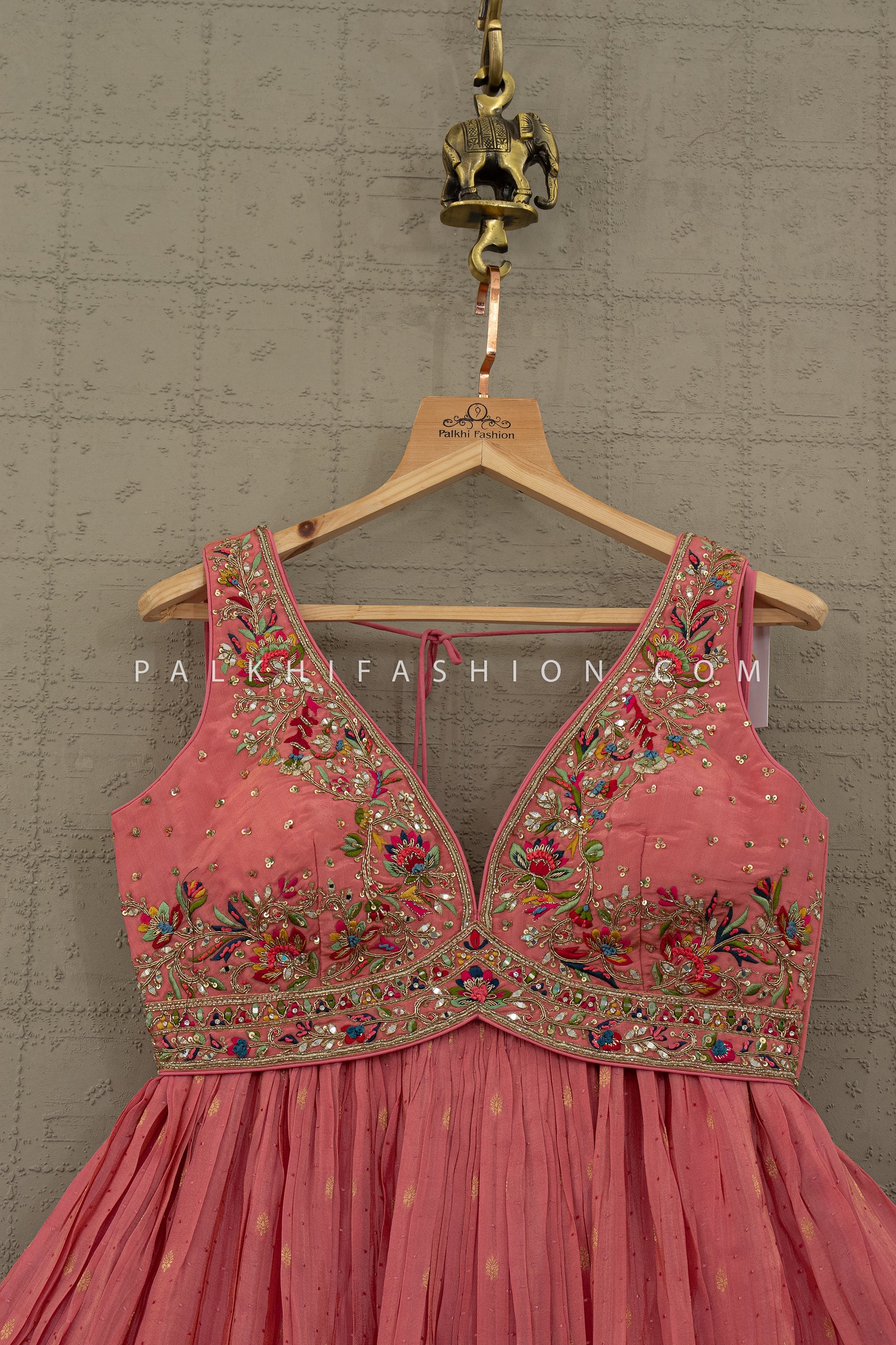 An Heirloom - Inspired Rose Lehenga — Artisanal Pearl, Stone & Thread Embroidery Ensemble | Palkhi Fashion Houston