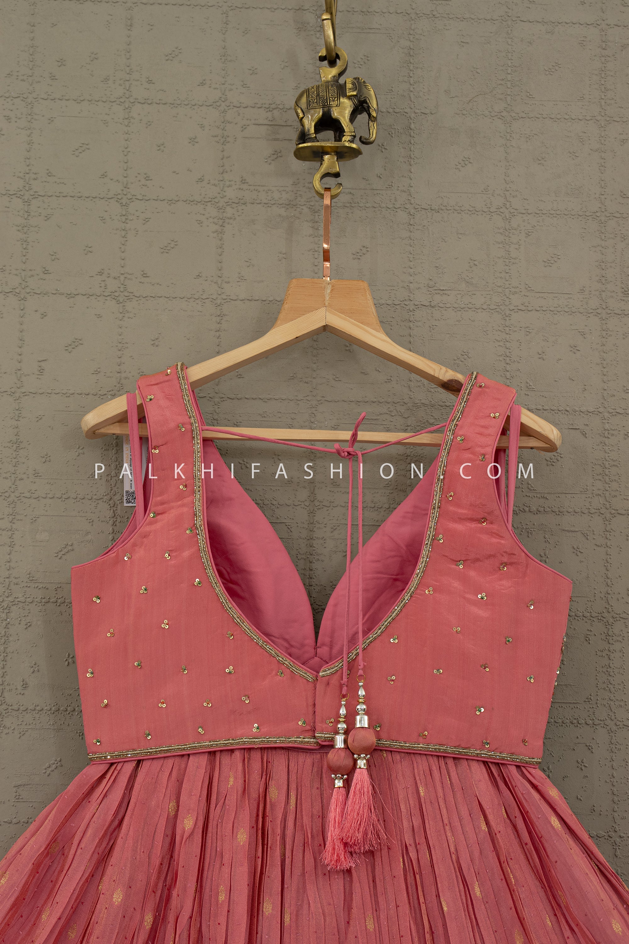 An Heirloom - Inspired Rose Lehenga — Artisanal Pearl, Stone & Thread Embroidery Ensemble | Palkhi Fashion Houston