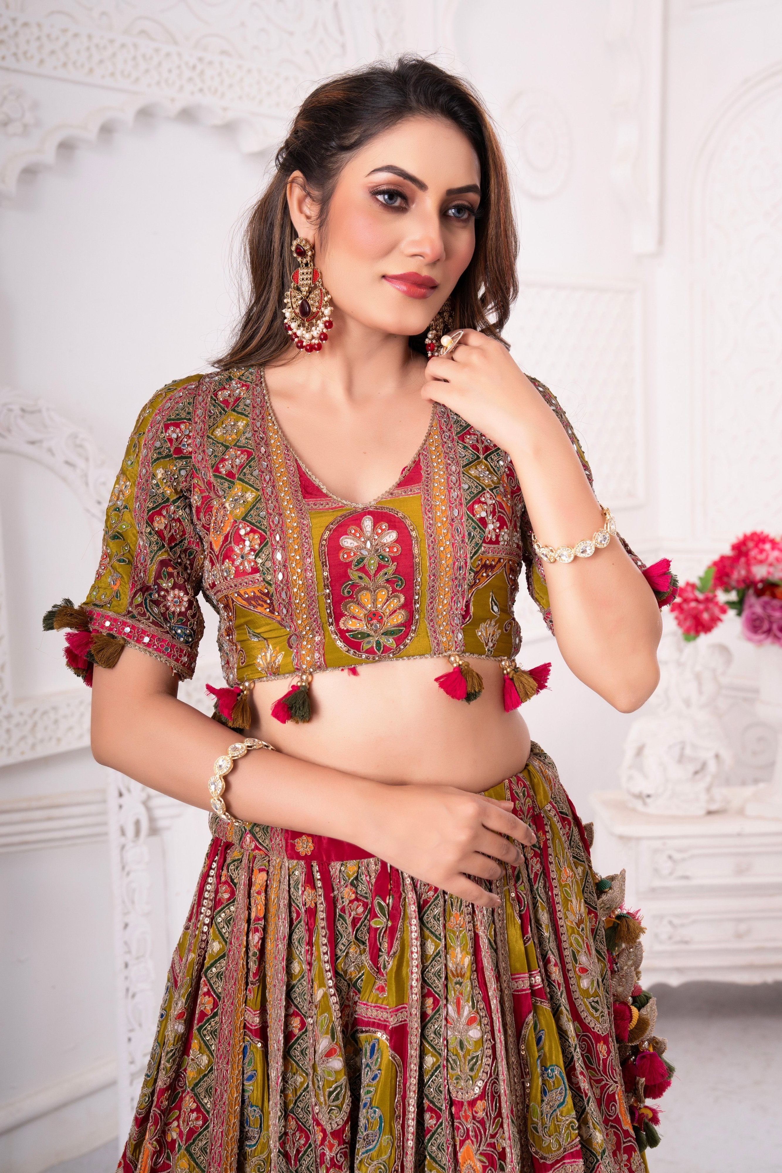 Artistic Multicolor Lehenga Choli with Hand Embroidery – Palkhi Fashion