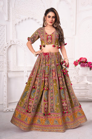 Artistic Multicolor Lehenga Choli with Hand Embroidery – Palkhi Fashion