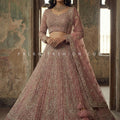 Aurelia Rose — Rose Gold Designer Lehenga with Pearl & Stone Handwork | Palkhi Fashion