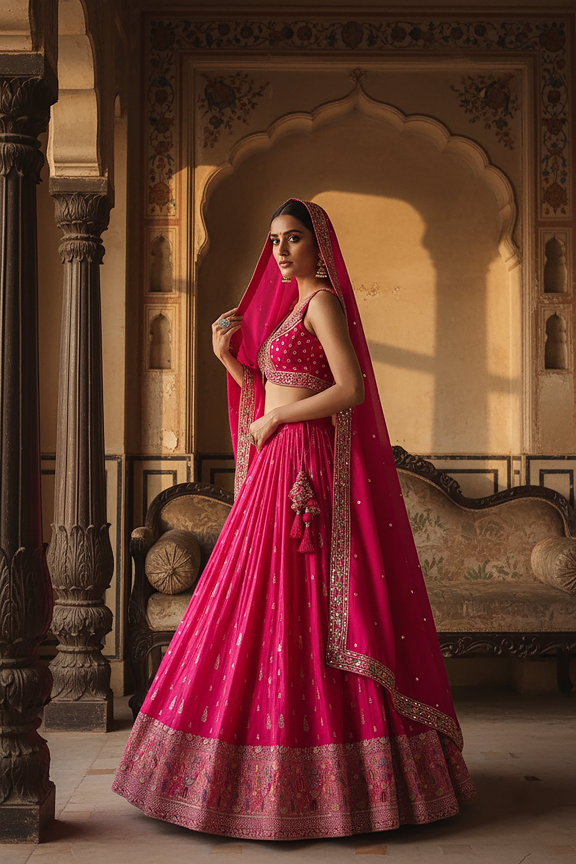Banarasi Muse: Rani Pink Pure Silk Lehenga Choli with Handcrafted Blouse – Palkhi Fashion