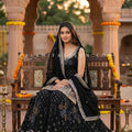 Black Bandhani Palazzo Suit with Hand - Embroidery & Beads – Palkhi Fashion Houston