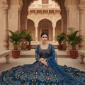 Blue Pure Georgette Indian Outfit with Multicolor Embroidery – Palkhi Fashion