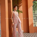 Blush Aura: Hand - Embroidered Palazzo Set in Dusty Rose Pink – Palkhi Fashion