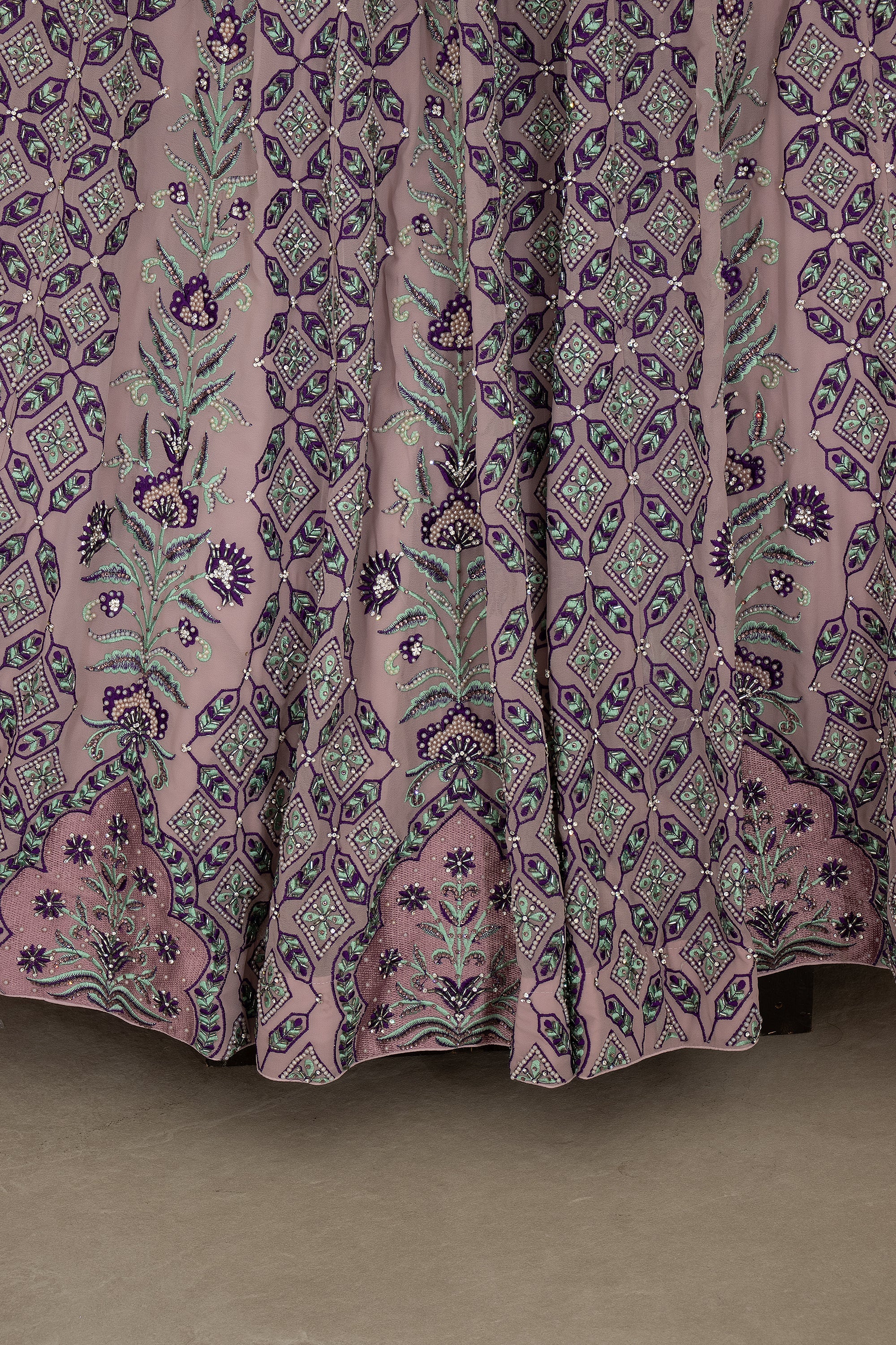 Blush Lilac Bloom: Designer Georgette Lehenga Choli Handwork – Palkhi Fashion