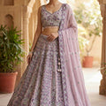 Blush Lilac Bloom: Designer Georgette Lehenga Choli Handwork – Palkhi Fashion