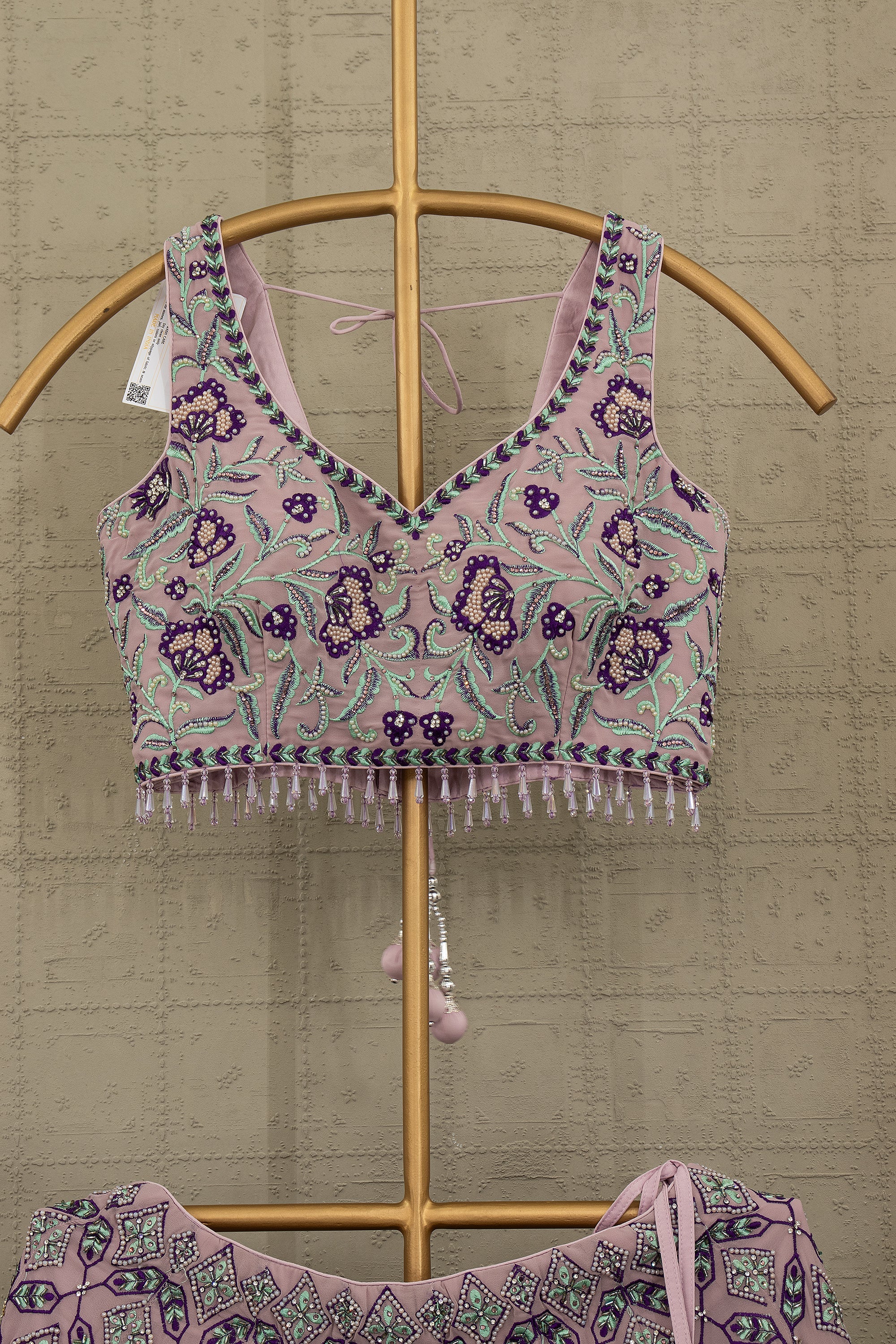 Blush Lilac Bloom: Designer Georgette Lehenga Choli Handwork – Palkhi Fashion