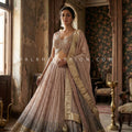 Blush Mauve with Smoky Grey Ombre Lehenga Choli Embellished Contemporary Blouse
