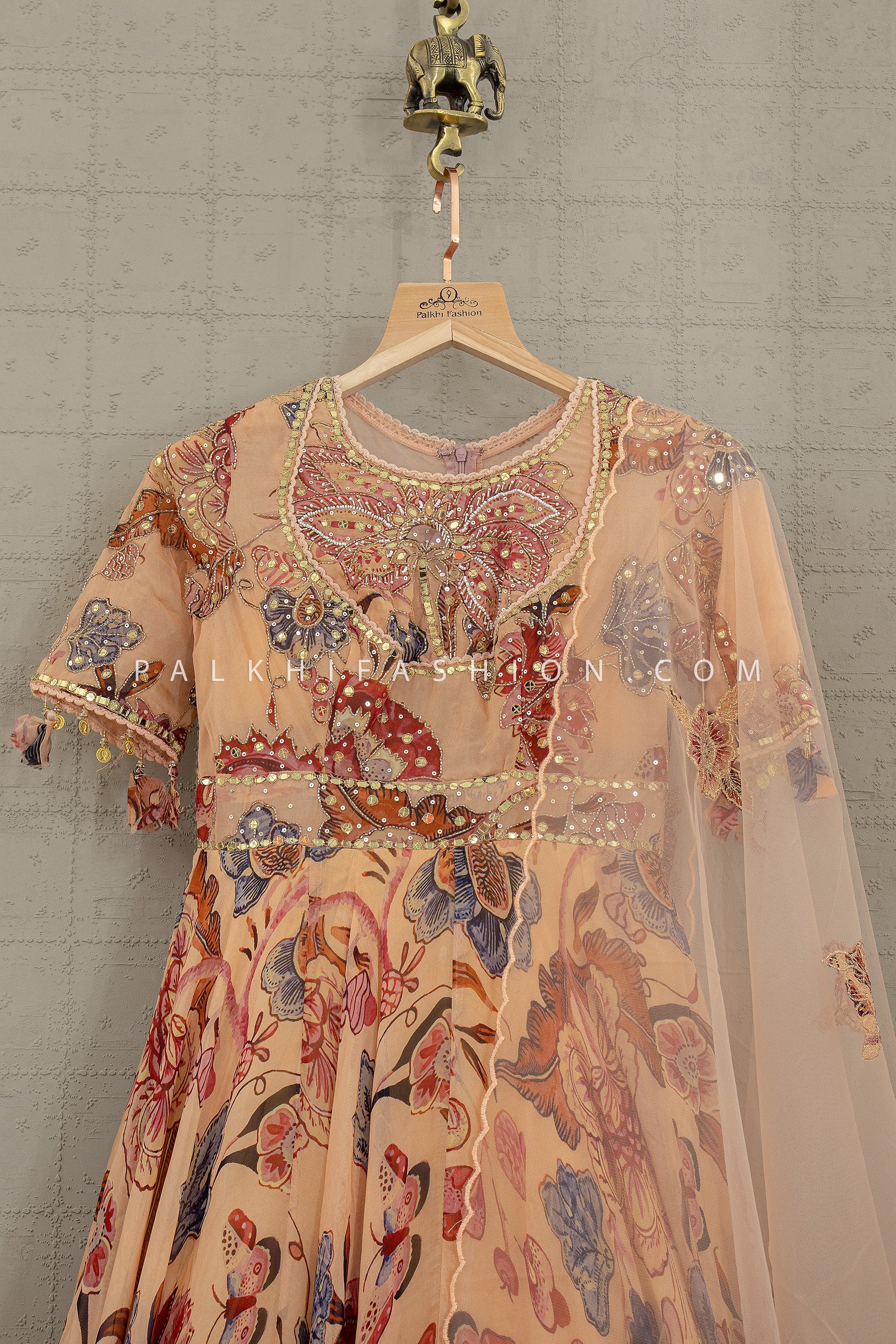 Blush Reverie — Peach Floral Designer Outfit | Palkhi Fashion