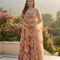 Blush Reverie — Peach Floral Designer Outfit | Palkhi Fashion