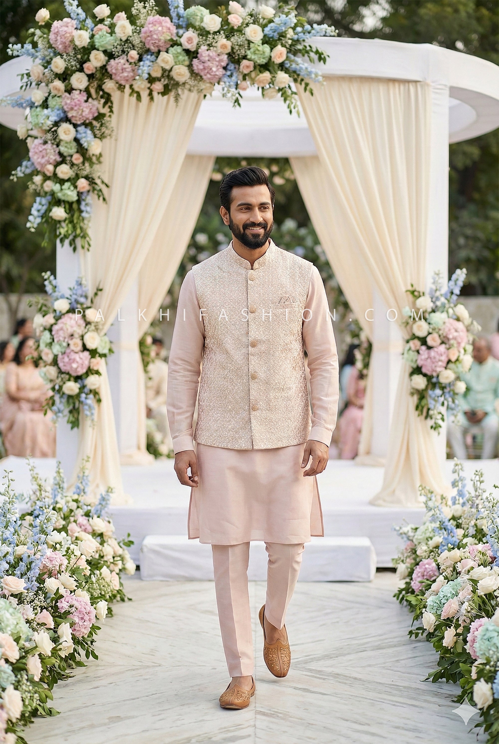 Blush Royale Elegance - Kurta Set with Embroidered Nehru Jacket – Palkhi Fashion