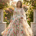 Celestial Flora - Floral Designer Organza Anarkali Gown – Palkhi Fashion