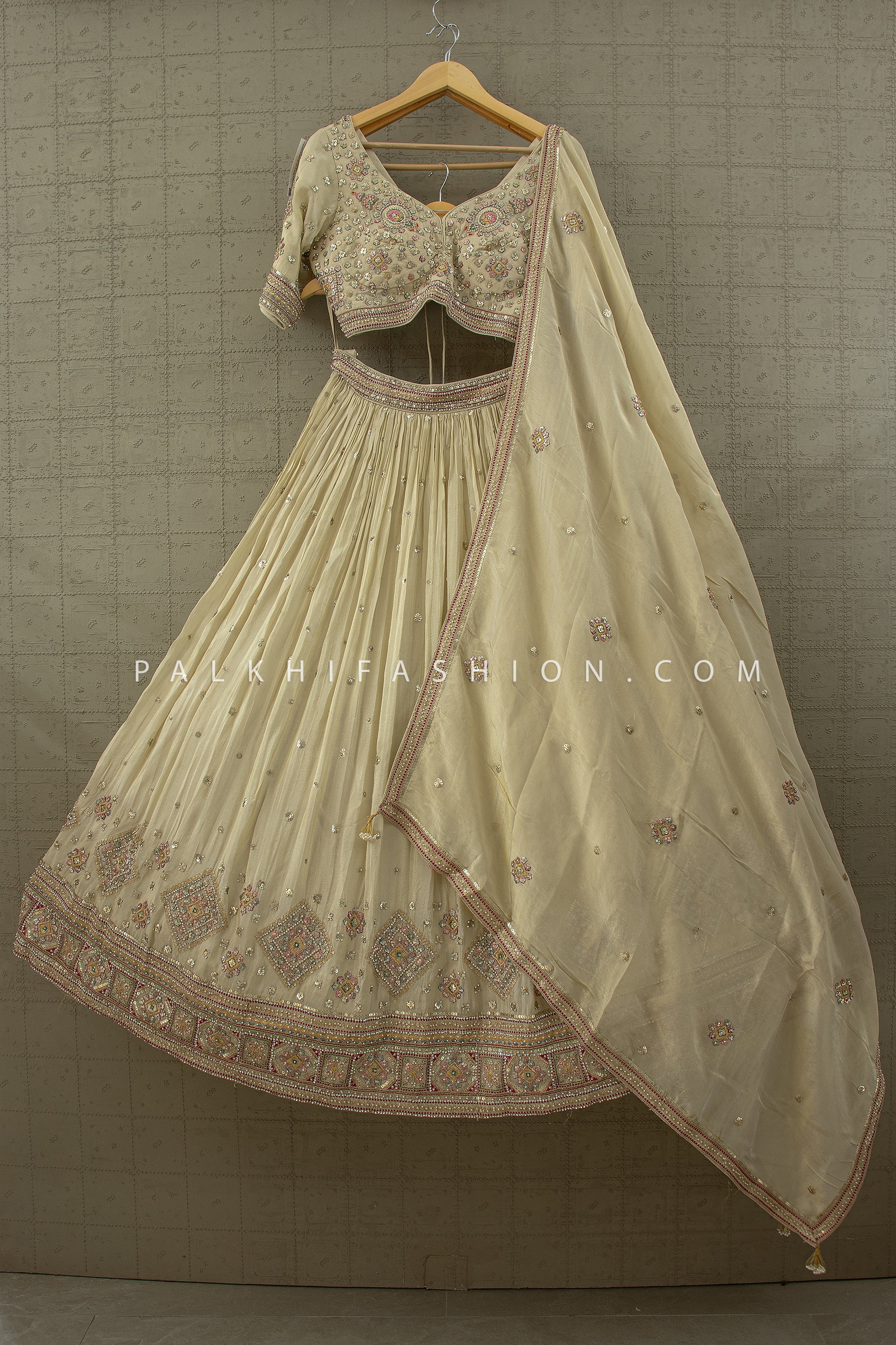 Champagne Dream: Multicolor Handwork Lehenga Choli – Palkhi Fashion Houston