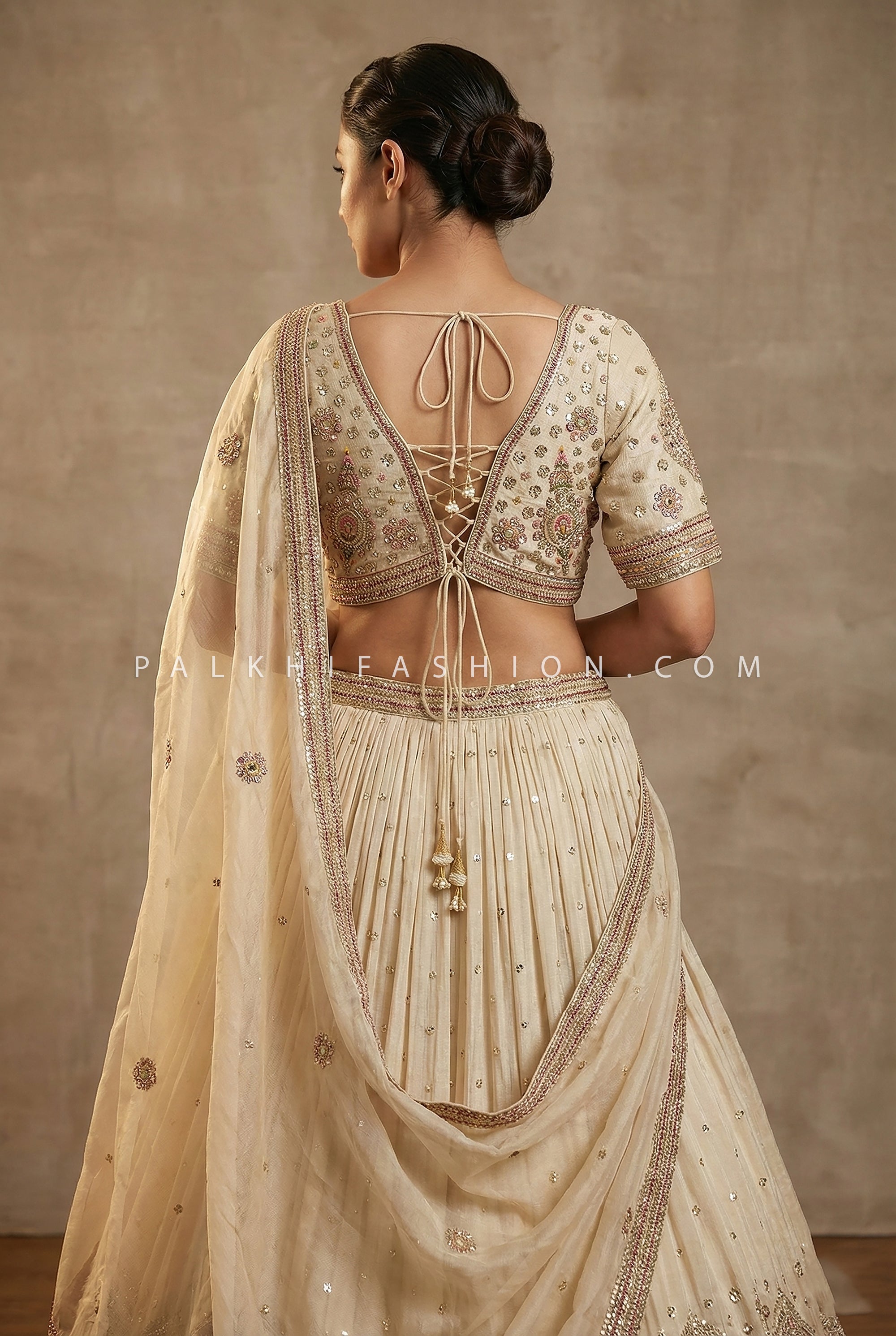 Champagne Dream: Multicolor Handwork Lehenga Choli – Palkhi Fashion Houston
