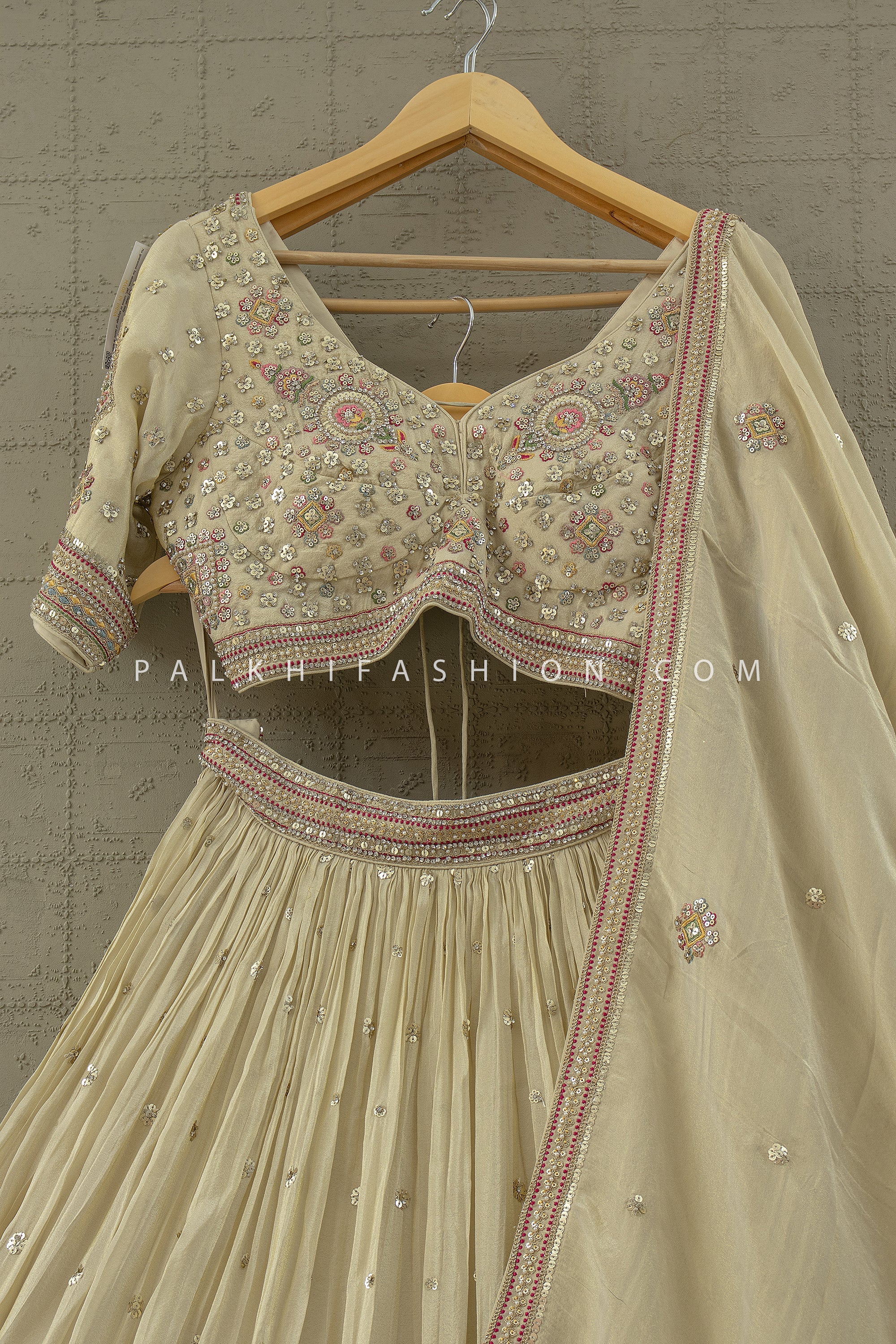 Champagne Dream: Multicolor Handwork Lehenga Choli – Palkhi Fashion Houston