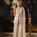 Champagne Glow: Elegant Embroidery & Beadwork Palazzo Set – Palkhi Fashion