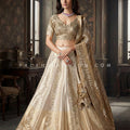 Champagne Gold Designer Lehenga Choli with Pure Silk Embroidery & Handwork