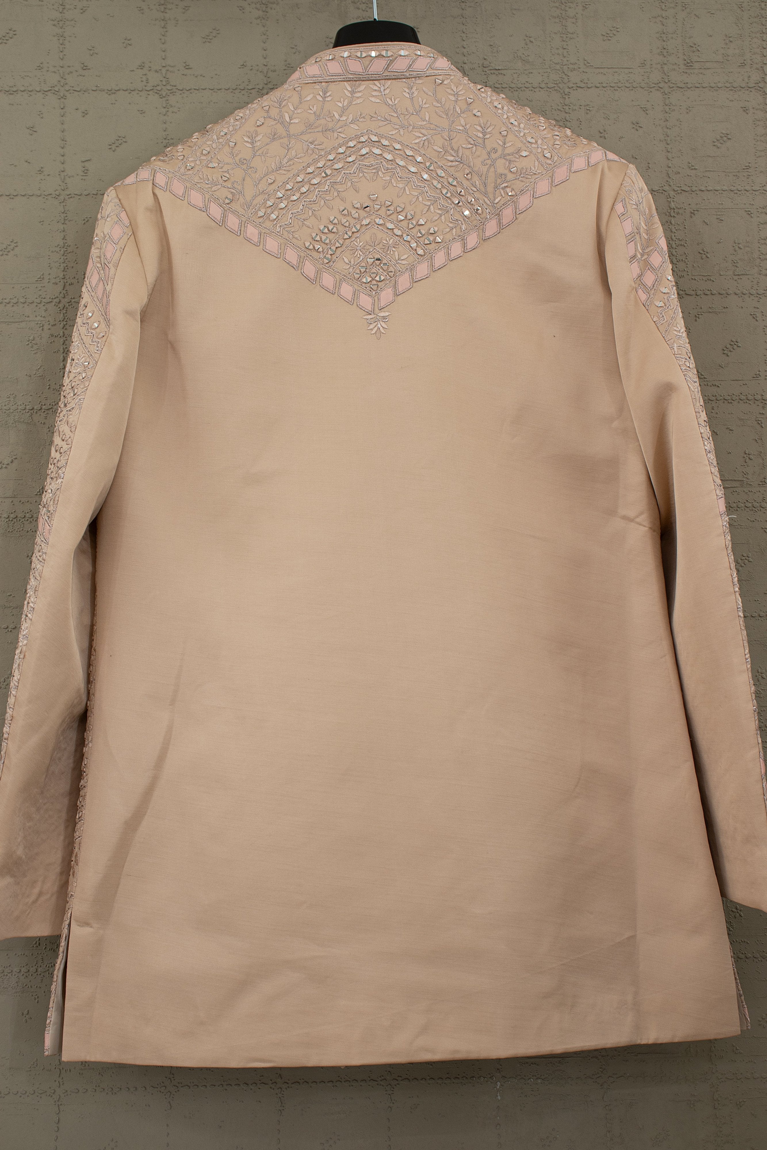 Champagne Mirage: Designer Mirror - Work Indo - Western with Blush Appliqué – Palkhi Fashion Houston