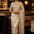 Champagne Stardust Allure – Heavy Sequin Saree with Designer Blouse – Palkhi Fashion