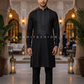 Classic Celebration Attire – Black Hand - Embroidered Kurta Set – Palkhi Fashion