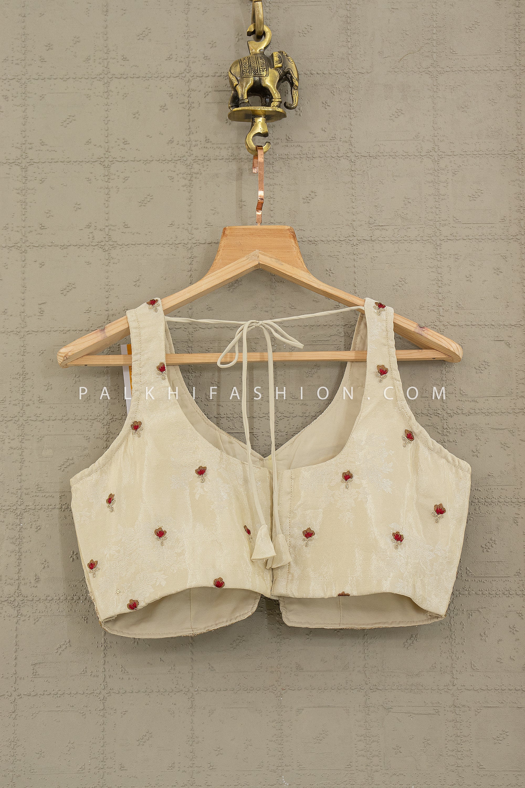 Classic Ivory Lehenga Choli with Maroon Banarasi Bandhani Dupatta | Palkhi Fashion Houston