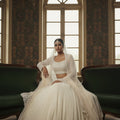 👑 Cloud of Pearls: Cream Designer Lehenga Choli with Beads & Cutdana – Palkhi Fashion