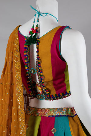 Color Crush: Vibrant Designer Chaniya Choli with Jacket & Halter Blouse – Palkhi Fashion