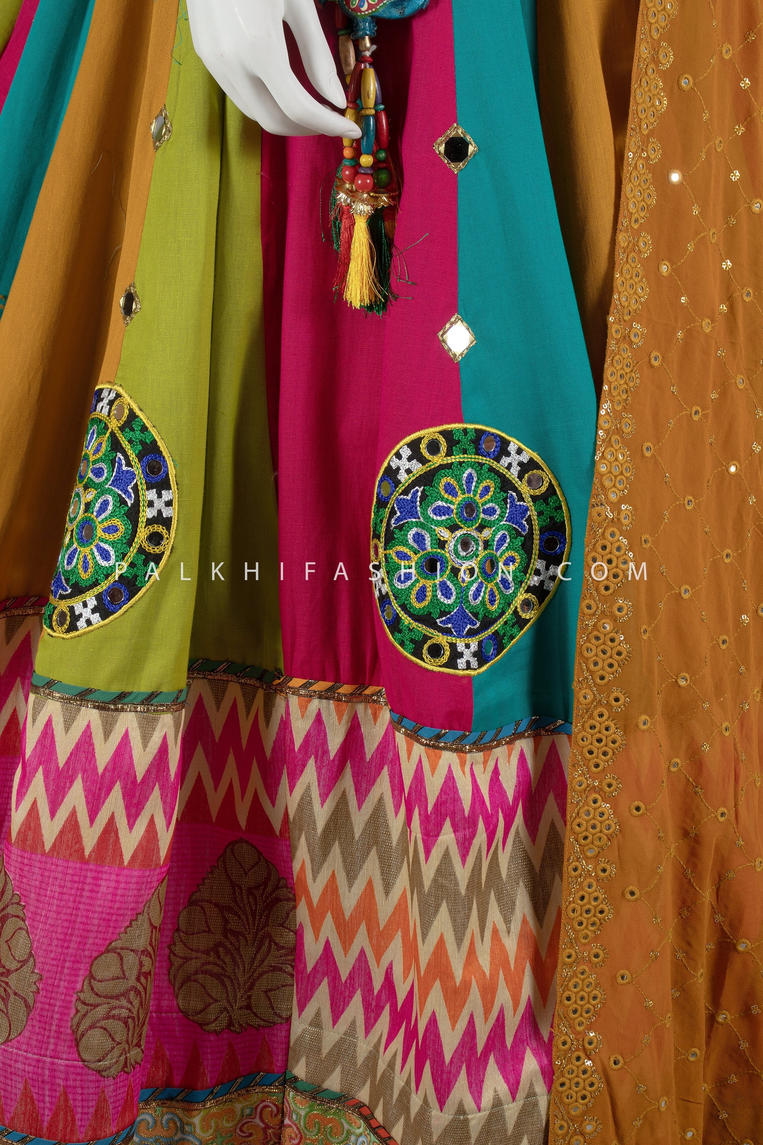 Color Crush: Vibrant Designer Chaniya Choli with Jacket & Halter Blouse – Palkhi Fashion