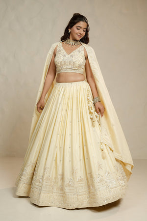 Cream Handcrafted Lehenga Choli with Appealing Designs – Palkhi Fashion