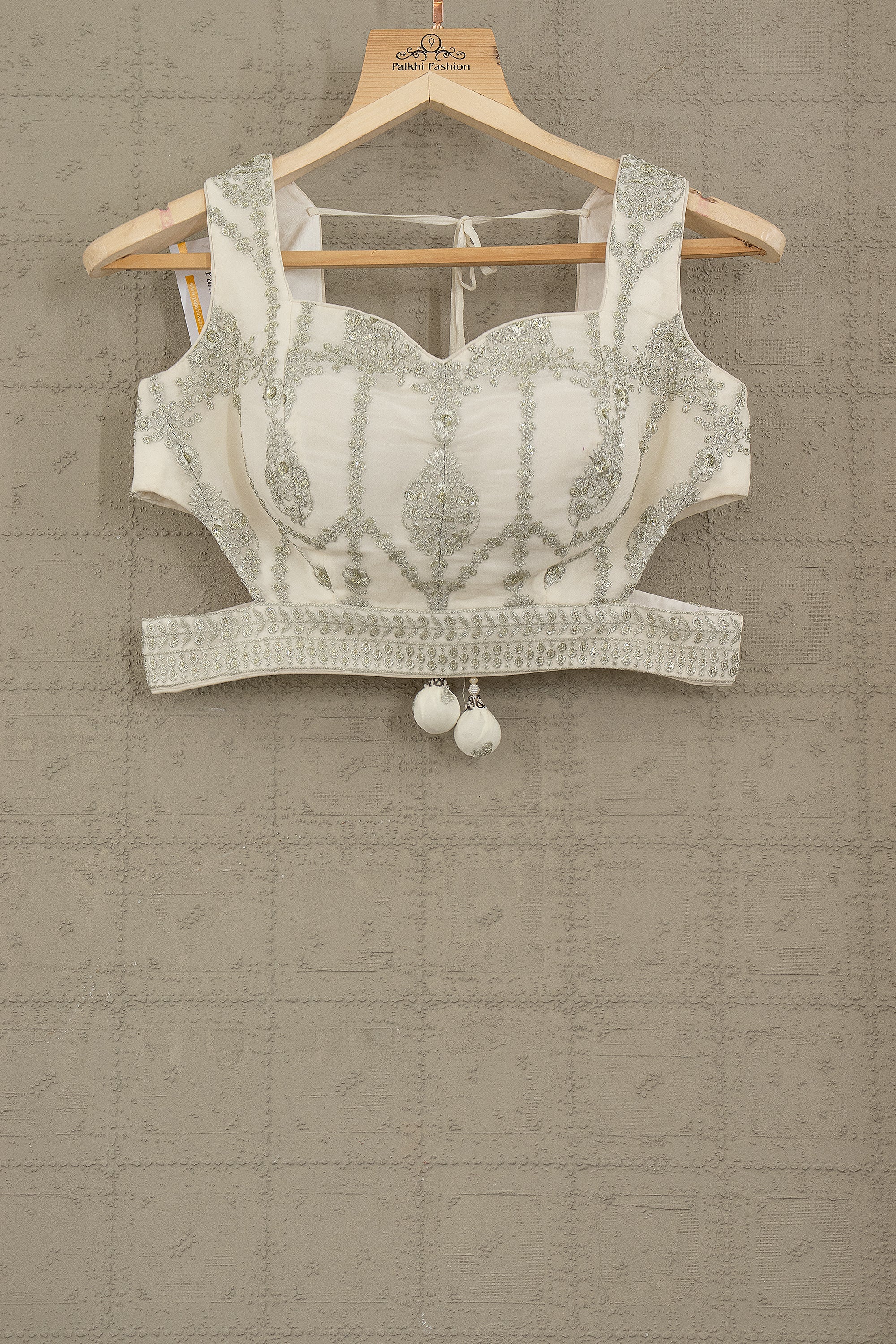 Crystal Bloom: Designer Ivory Lehenga Choli With Appealing Embroidery – Palkhi Fashion