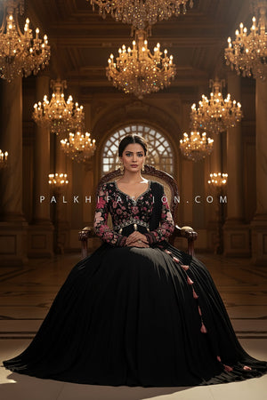 Designer Black Georgette Indian Outfit with Multicolor Embroidery – Palkhi Fashion