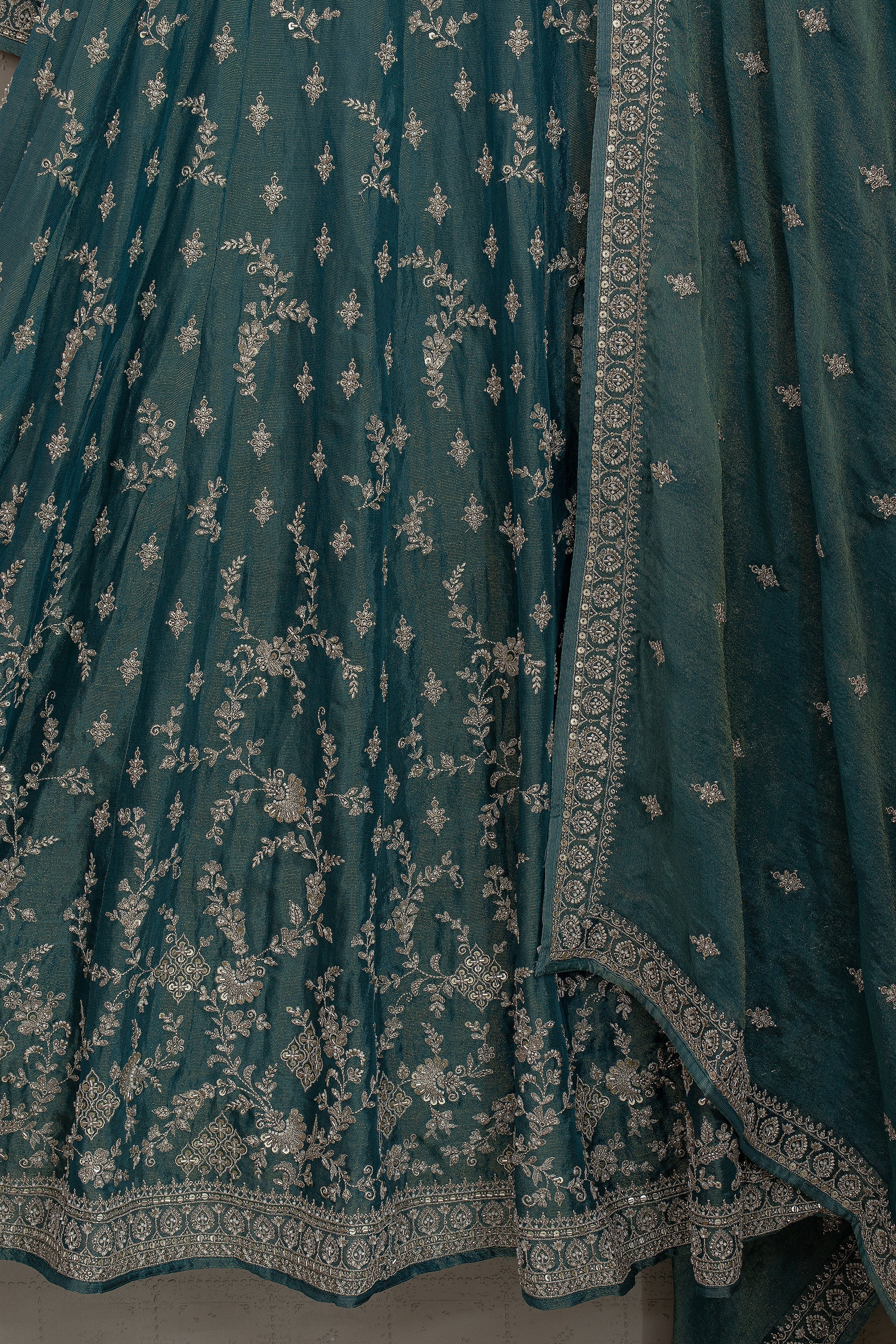 Designer Embroidered Silk - Blend Organza Gown with Bead Work | Palkhi Fashion