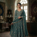 Designer Embroidered Silk - Blend Organza Gown with Bead Work | Palkhi Fashion