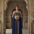 Designer Navy Blue Palazzo Set with Beaded Corset Top – Shop Palkhi Fashion