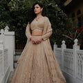 Divine Flair: Gold Tulle Celebrity Inspired Designer Lehenga Choli