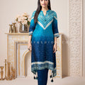 Elegant Blue Ikat Straight Cut Kurti Pant Set – Palkhi Fashion