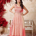 Elegant Peach Naira Cut Palazzo Set With Appealing work | Palkhi Fashion