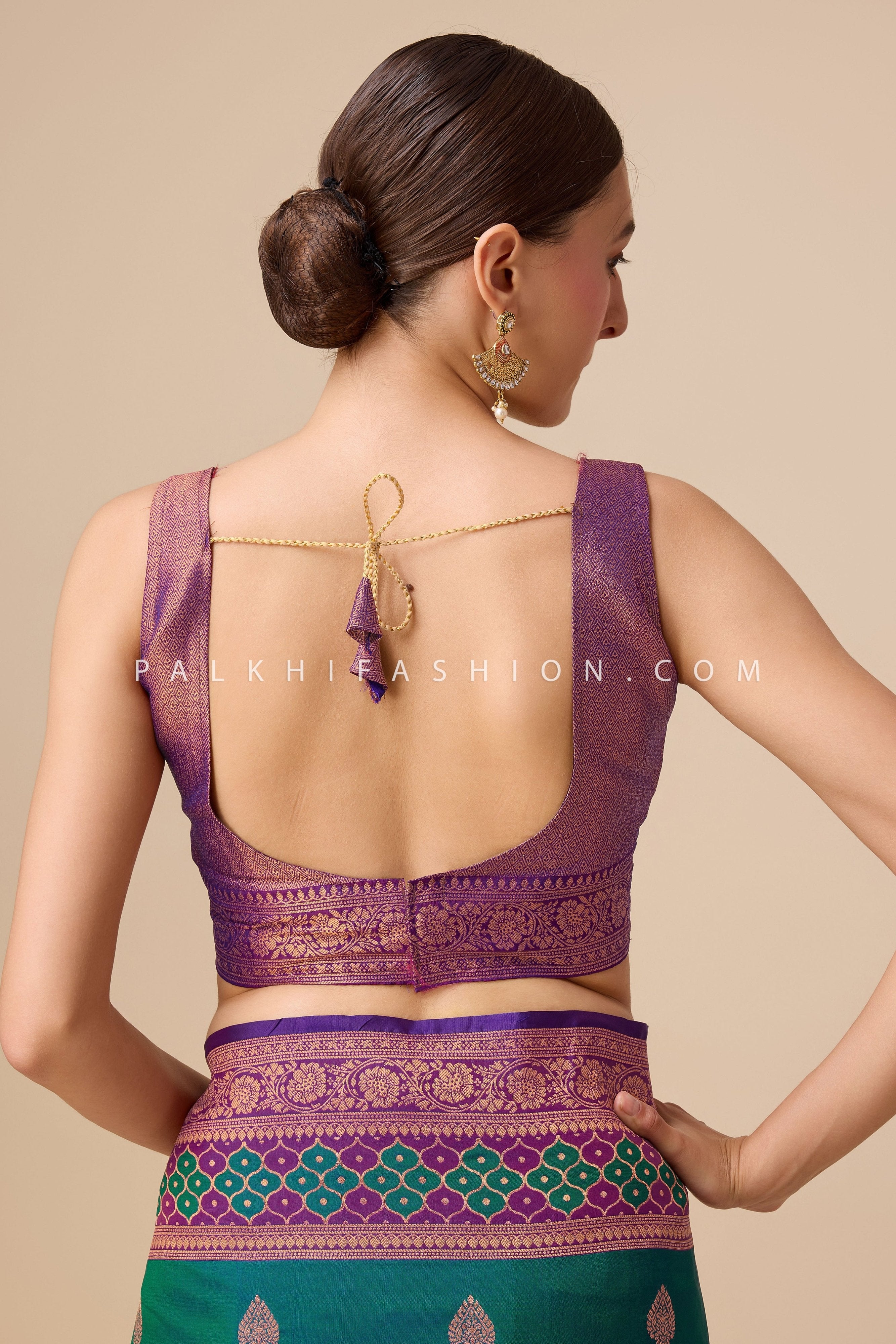 Elegant Teal - Purple Banarasi Saree with Rich Woven Pallu – Palkhi Fashion