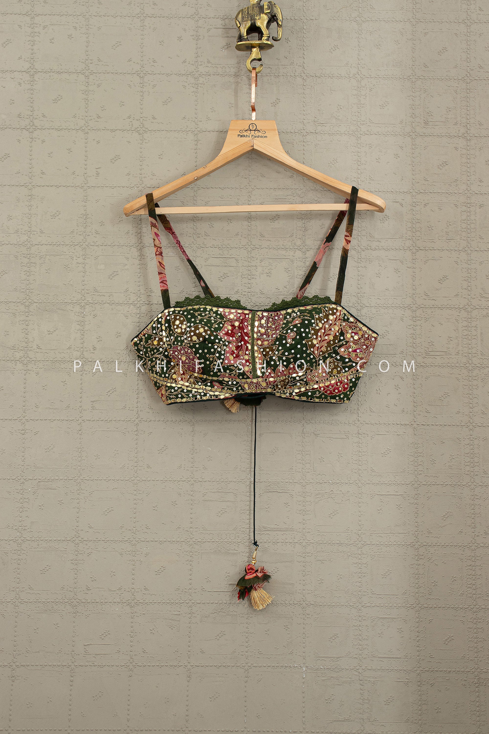 Emerald Bloom - Dark Green Floral Designer Lehenga Set – Palkhi Fashion