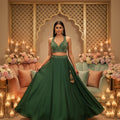 💚 Emerald Bloom: Hand - Embroidered Green Lehenga Choli – Palkhi Fashion